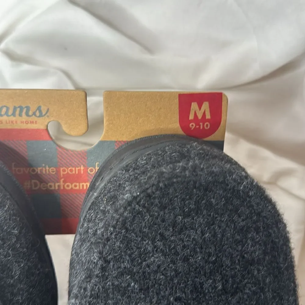 Dwarfoams‎ Memory Foams Grey/Black Slippers. Size Medium(9-10). NWT.